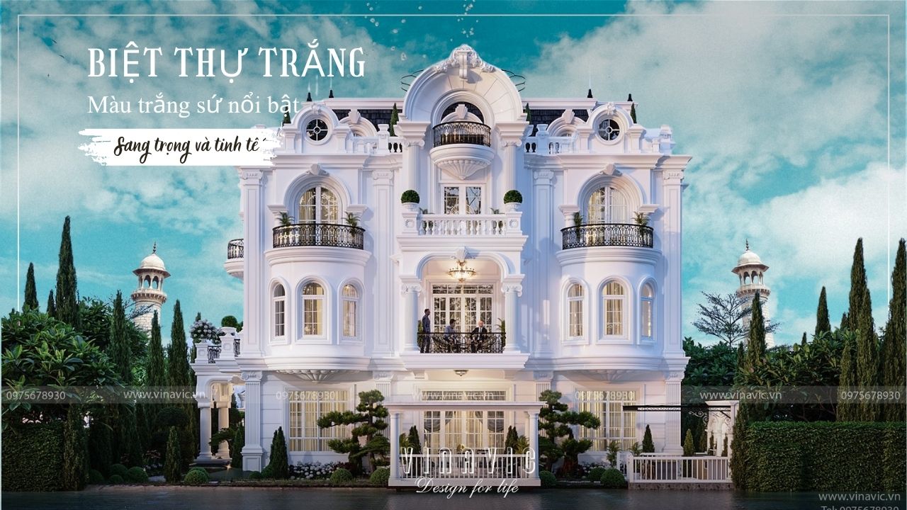 37 Mẫu thiết kế biệt thự màu trắng sứ hiện đại và nổi bật